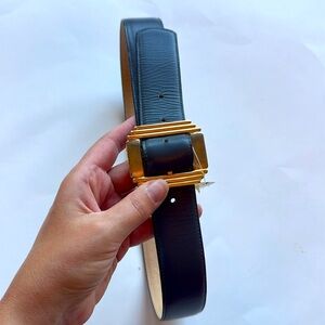 NWT Vintage Laura Gayle Gray Leather Belt with Gold Buckle style 1212